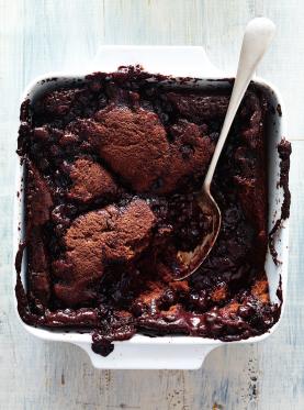 Blueberry and chocolate pudding